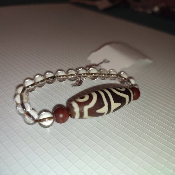 Medium Bracelet Ethnic Design Bead Vintage Hand made Elastic crafted academia - Picture 3 of 5